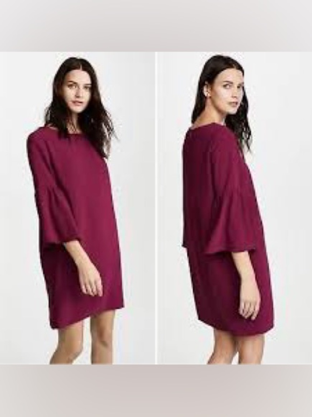AMANDA UPRICHARD X REVOLVE bell sleeve burgundy MINI Shift Dress sz petite small